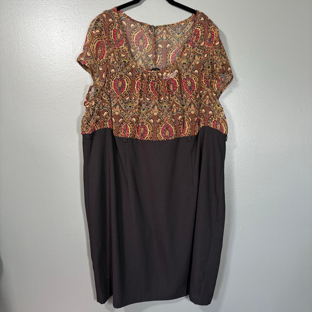 Fashion Bug Vintage Y2K 90's Brown & Black Paisley Blouson Dress - Plus Size 24W